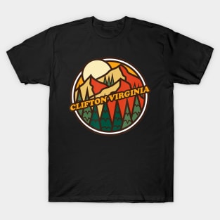 Vintage Clifton, Virginia Mountain Hiking Souvenir Print T-Shirt